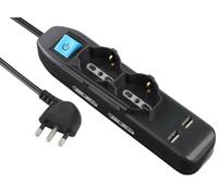 MULTIPRESA 16A+INT 2 PT UNIV+2USB NERA MT 1,5 - ELECTRALINE