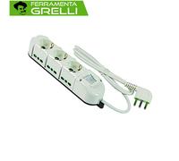Multipresa 3 bip. + sch. + 6 bip. later. con int. linea retail triax - bianca