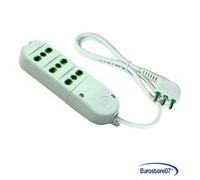 Fanton Prolunga Multipresa 41010 - 3 Prese Bipasso Italiane 2P+T 16A con Cavo 3G1 1,5 m Bianca