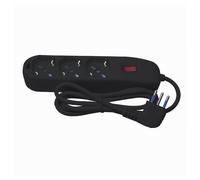 MULTIPRESA 3 USCITE UNIVERSALI SCHUKO SPINA 10A CAVO 1.5 MT NERO CIABATTA 80100N