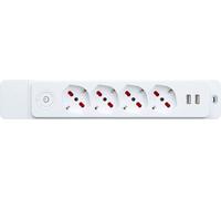 Multipresa 4 Prese Bipasso/Schuko 10/16A + 2 USB 3.4A Senza Cavo ROSI