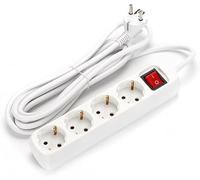 Multipresa 4 vie con interruttore, 1,5 m, 3G, 1,0 mm², bianca, per collegare più dispositivi elettrici e proteggere la casa.