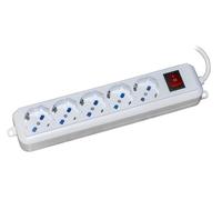 Multipresa 5 Prese Universali Ita/Schuko 10/16 A - Spina 16 A Con Interruttore Cavo Mt 5 Colore Bianco