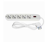 MULTIPRESA 5 USCITE UNIVERSALI SPINA 10A CAVO 1.5MT CIABATTA COLORE BIANCO 80185