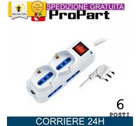 Multipresa 6 Posizioni 16A Bipasso/Schuko con Interruttore Bianco