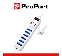MULTIPRESA 6 POSTI BIPASSO CON INTERRUTTORE SPINA 16A SALVASPAZIO + 2 PRESE USB