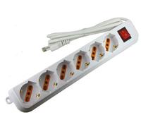 MULTIPRESA 6 POSTI SCHUCO/BIPASSO BRIXO CON INTERRUTTORE LUMINOSO
