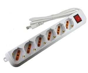 MULTIPRESA 6 POSTI SCHUCO/BIPASSO BRIXO CON INTERRUTTORE LUMINOSO