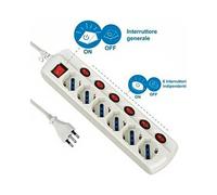 Multipresa con interruttori indipendenti 6 prese ELECTRALINE