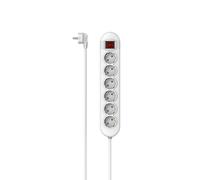 Hama Ciabatta elettrica a 6 prese, con interruttore, 1,4 m (ciabatta con interruttore, 6 prese, presa multipla, interruttore illuminato, ottima posizione dell'interruttore, 45°) bianco