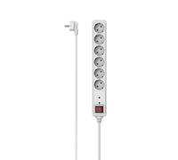Hama - Multipresa 6 posizioni Schuko, spina Schuko, cavo 1,4 metri, bianco, con interruttore e protezione da sovratensione