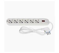 MULTIPRESA 6 USCITE UNIVERSALI SPINA 10A CAVO DA 1.5 MT BIANCO CIABATTA 80183N