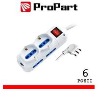 Multipresa 6pos bipasso + bipasso/schuko spina16A +inter 3m