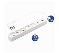 MULTIPRESA 7 IN 1 USB A + C + 5 PRESE PER BIPASSO / SCHUKO / EU CAVO 1.5MT 80082