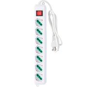 MULTIPRESA 7 POSTI BIPASSO SCHUKO 250V COLORE BIANCO CON INTERRUTTORE LUMINOSO 3500W 10/16A