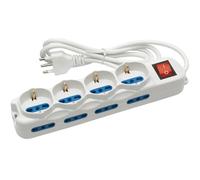 Multipresa 8 Posti Bipasso 10/16A + 4 Uscite Schuko | Ciabatta con Spina 10A, Interruttore di Sovraccarico e Cavo 1,5M