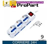 Multipresa 9 Posti 16A Bipasso/Shuko con Interruttore Sicuro