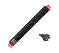 Multipresa 9 Posti da Rack 19'' con Interruttore 1 HE