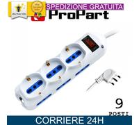 Multipresa 9pos bipasso + bipasso/schuko spina10A + inter.