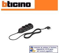 BTICINO Ciabatta Multipresa Elettrica Slot 9 Posti, 3 Polivalenti Schuko 10/16A + 6 Bivalenti 10/16A, Ciabatta Elettrica con Interruttore e Cavo 1,5m Spina 10A, Robusta Salvaspazio Flessibile, Nero