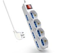 Multipresa a 12 Posti, Ciabatta Elettrica con 12 Prese (4 Schuko/Tedesche + 8 Italiane 10A/16A) - Spina Italiana 16A - Potenza 250V/2500W - Cavo da 3 Metri, Prese Angolate a 45°