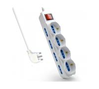 Multipresa a 12 Posti, Ciabatta Elettrica con 12 Prese (4 Schuko/Tedesche + 8 Italiane 10A/16A) - Spina Italiana 10A - Potenza 250V/2500W - Cavo da 5 Metri, Prese Angolate a 45°