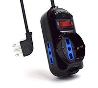 Multipresa a 3 Posti, Ciabatta Elettrica con 3 Prese (1 Schuko/Tedesca + 2 Italiane 10A/16A) - Spina Italiana 10A - Potenza 250V/2500W - Cavo da 1,5 Metri, Prese Angolate a 45°