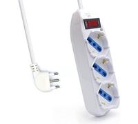 Multipresa a 3 Posti, Ciabatta Elettrica con 3 Prese Schuko/Tedesche e Italiane 10A/16A - Spina Italiana 10A - Potenza 250V/2500W - Cavo da 1,5 Metri, Prese Angolate a 45°