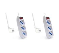 Multipresa a 3 Posti, Ciabatta Elettrica con 3 Prese Schuko/Tedesche e Italiane 10A/16A - Spina Italiana 10A - Potenza 250V/2500W - Cavo da 1,5 Metri, Prese Angolate a 45° (Confezione da 2)