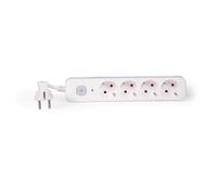 Multipresa a 4 prese con interruttore max. 3680 W 16 A 250 V Cavo 5 cm H05VV-F 3G1.0 mm² design compatto, bianco e grigio