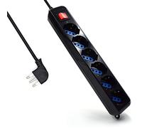 Multipresa a 5 Posti, Ciabatta Elettrica con 5 Prese Italiane 10A e Schuko/Tedesche - Spina Italiana 10A - Potenza 250V/2500W - Cavo da 1,5 Metri, Prese Angolate a 45°