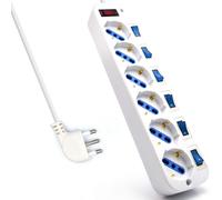 Multipresa a 6 Posti Ciabatta Elettrica con 6 Prese Italiane e Schuko/Tedesche