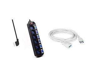 Multipresa a 6 Posti, Ciabatta Elettrica con 6 Prese Italiane e Schuko/Tedesche & POLYPOOL | Prolunga elettrica da 3 Metri, Cavo H05VV-F 3x0,75mmq
