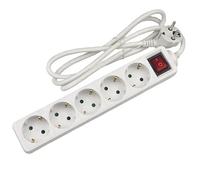 Multipresa a 6 vie con interruttore, 3 m, 3G, 1,5 mm², bianca, ideale per collegare più dispositivi in modo sicuro.