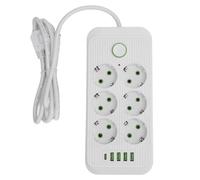 Multipresa a 6 Vie con Protezione Sovratensione Design Salvaspazio per più Dispositivi Elettronici Cavo 2 M Spina UE 110 a 250 V (WHITE)