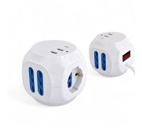 Multipresa a cubo con interruttore 5 posti + 2 USB + 1 Tipo C