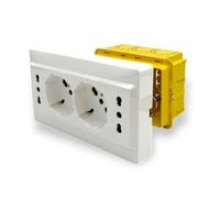 Multipresa a parete da incasso compatibile con cassetta 503 2 presa schuko e 2 presa bipasso placca 4 prese bianco