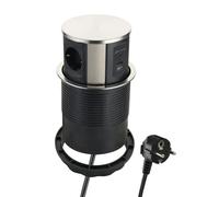Electraline Multipresa a scomparsa 62571 – 3 prese Schuko + 2 USB, cavo 2 m