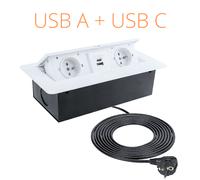 Multipresa a Scomparsa da Incasso con 2 Schuko + 2 USB (A + C) - Design Moderno