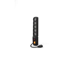 Multipresa Acar F5 IEC da 3,0 m con protezione da sovratensione, colore nero.