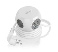 PRESA MULTIPLA AISENS ASPS-2A2C04-W - 3 prese, 4 USB, cavo 1.4m, prese Tipo F, protezione sovratensioni