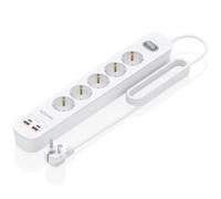 AISENS - ASPS-2A2C14-W - Multipresa multifunzione con 5 prese + caricatore PD3.0 20 W 2 x USB-C, 2 x USB-A, 1,4 m, bianco