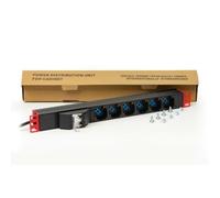 Link Multipresa rack 19" LK10050LR – 6 prese universali tripolari/Schuko, magnetotermico, rosso