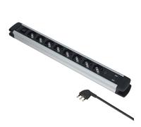 Multipresa Alu, 8 prese P40, 2USB-A, USB-C PD20W, H05VV-F 3G1, 2m. Nero Nero