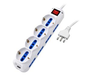 MULTIPRESA ATLANTIS P011-SL2514-W 12 Posti 4 Schuko 8 ITA/EU Interruttore Spina