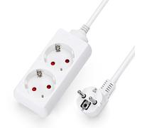 Multipresa bianca prolunga senza interruttore con cavo 3G, presa tedesca bianca (2 prese, 1,5 mm² 3M)