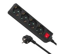 Multipresa ciabatta cavo 3m a 4 o 5 posti Maclean colore nero