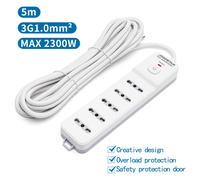 MULTIPRESA CIABATTA ELETTRICA 5 POSTI CON INTERRUTTORE GENERALE CAVO DA 5 METRI