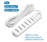 multipresa ciabatta elettrica 6 posti con interruttore generale cavo da 5 metri spina:10a 250v 2p+e presa:6-way p17/p11