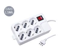 Multipresa Ciabatta Elettrica 6 Posti Prese 10/16A Schuko Con Interruttore 2 Fi